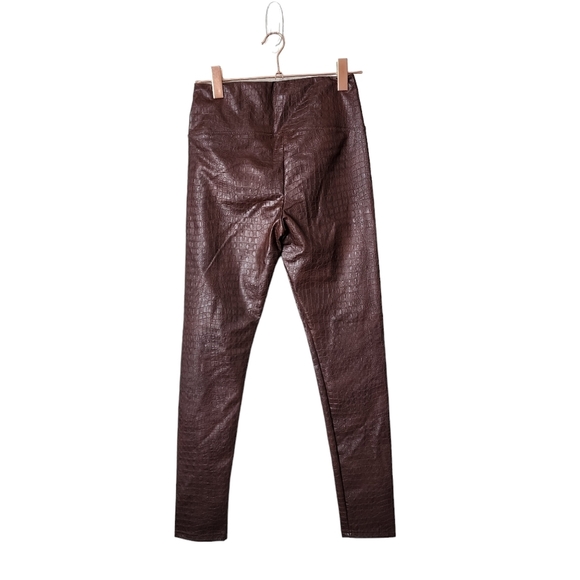 7 FOR ALL MANKIND faux Croc Liquid leggings Mob Wife Aesthetic Brown S - Picture 1 of 4